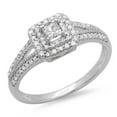 thumbnail image 1 of Dazzlingrock Collection 0.50 Carat (ctw) 14K Princess & Round Diamond Split Shank Bridal Halo Ring 1/2 CT, White Gold, Size 9, 1 of 4