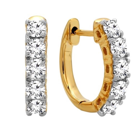 Dazzlingrock Collection 0.50 Carat (ctw) 14K Real Round Cut White Diamond Ladies Huggies Hoop Earrings, Yellow Gold