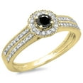 thumbnail image 1 of Dazzlingrock Collection 0.50 Carat (ctw) 14K Round Black & White Diamond Bridal Halo Cluster Ring 1/2 CT, Yellow Gold, Size 8, 1 of 1