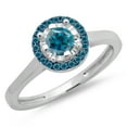 thumbnail image 1 of Dazzlingrock Collection 0.50 Carat (ctw) 14K Round Blue Diamond Bridal Halo Style Engagement Ring 1/2 CT, White Gold, Size 4.5, 1 of 1