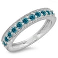 thumbnail image 1 of Dazzlingrock Collection 0.50 Carat (ctw) 14K Round Blue Diamond Millgrain Wedding Stackable Band 1/2 CT, White Gold, Size 6.5, 1 of 1
