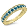thumbnail image 1 of Dazzlingrock Collection 0.50 Carat (ctw) 14K Round Blue Diamond Millgrain Wedding Stackable Band 1/2 CT, Yellow Gold, Size 4.5, 1 of 1