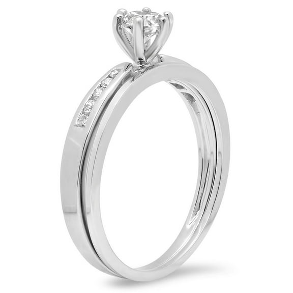 Dazzlingrock Collection 0.50 Carat (ctw) 14K Round Cut Diamond Ladies Bridal Engagement Ring Set 1/2 CT, White Gold, Size 6