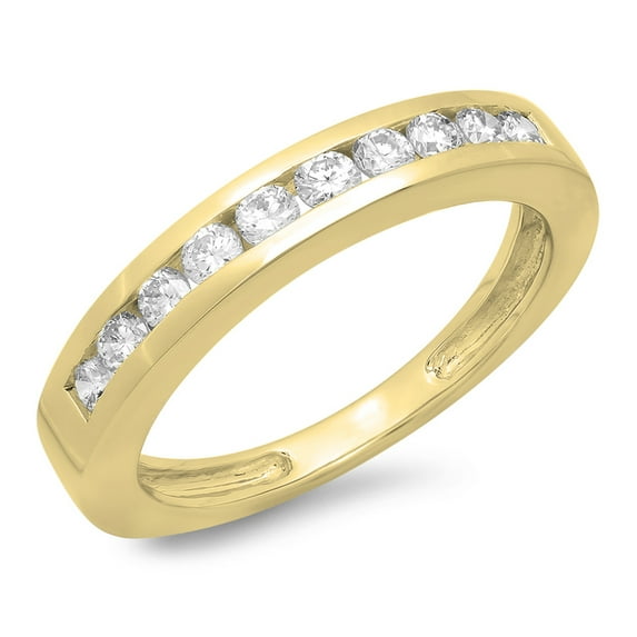 Dazzlingrock Collection 0.50 Carat (ctw) 14K Round Cut Diamond Stackable Anniversary Wedding Band 1/2 CT, Yellow Gold, Size 8