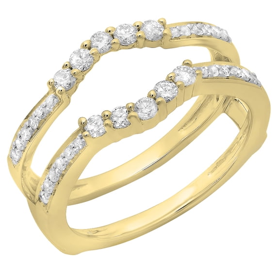 Dazzlingrock Collection 0.50 Carat (ctw) 14K Round Cut Diamond Wedding 5 Stone Enhancer Guard Ring 1/2 CT, Yellow Gold, Size 9