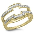 thumbnail image 1 of Dazzlingrock Collection 0.50 Carat (ctw) 14K Round Cut Diamond Wedding Enhancer Guard Double Band 1/2 CT, Yellow Gold, Size 4, 1 of 1