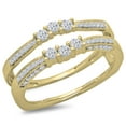 thumbnail image 1 of Dazzlingrock Collection 0.50 Carat (ctw) 14K Round Cut Diamond Wedding Enhancer Guard Double Ring 1/2 CT, Yellow Gold, Size 8, 1 of 1