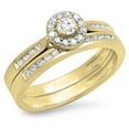 thumbnail image 1 of Dazzlingrock Collection 0.50 Carat (ctw) 14K Round Diamond Halo Style Bridal Engagement Ring Set 1/2 CT, Yellow Gold, Size 7, 1 of 4