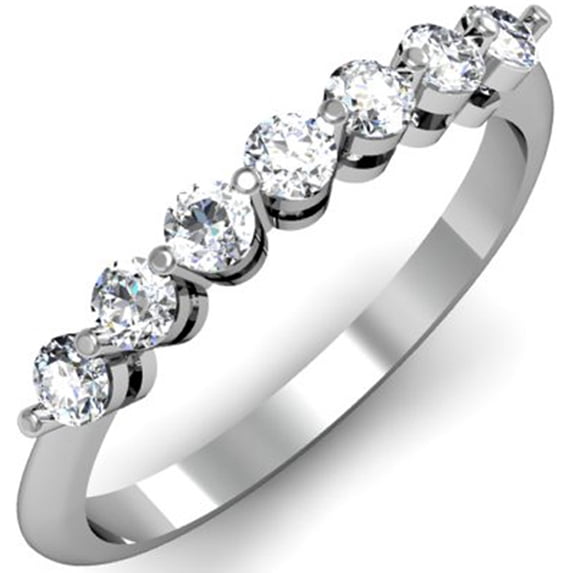 Dazzlingrock Collection 0.50 Carat (ctw) 14K Round Diamond Ladies 7 Stones Wedding Band Ring 1/2 CT, White Gold, Size 5.5