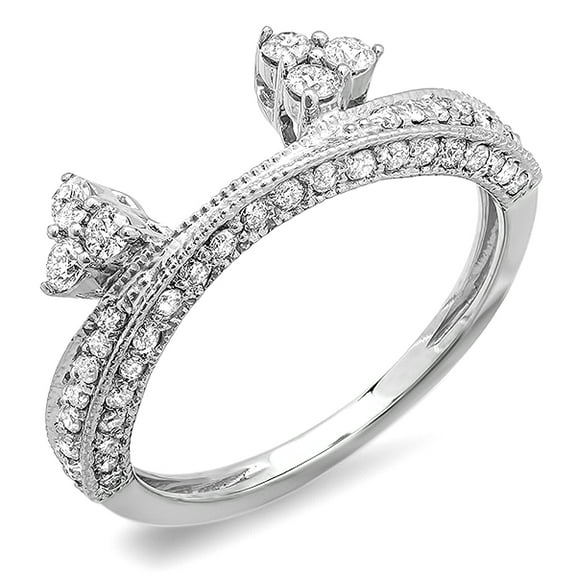 Dazzlingrock Collection 0.50 Carat (ctw) 14K Round Diamond Ladies Anniversary Enhancer Band 1/2 CT, White Gold, Size 7.5