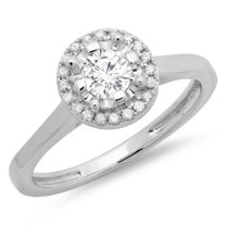 Dazzlingrock Collection 0.50 Carat (ctw) 14K Round Diamond Ladies Bridal Halo Style Engagement Ring 1/2 CT, White Gold, Size 6.5