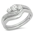 thumbnail image 1 of Dazzlingrock Collection 0.50 Carat (ctw) 14K Round Diamond Ladies Swirl 3 Stone Bridal Engagement Ring With Matching Band Set 1/2 CT, White Gold, Size 6.5, 1 of 1