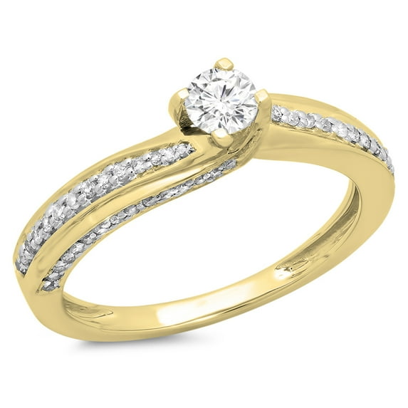 Dazzlingrock Collection 0.50 Carat (ctw) 14K Round Diamond Ladies Swirl Promise Engagement Ring 1/2 CT, Yellow Gold, Size 4.5