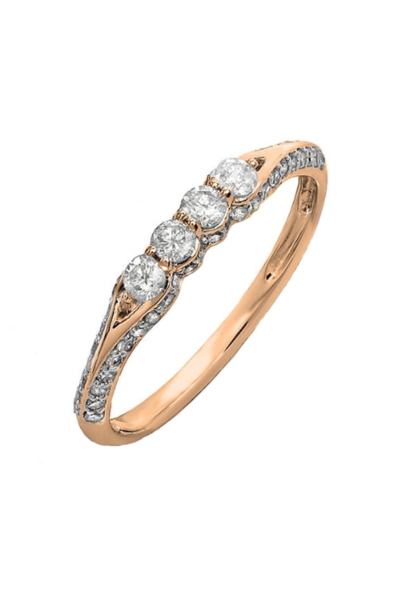 Collection 0.50 Carat (ctw) 14K Round Diamond Ladies Wedding Band Stackable Ring, Rose Gold, Size 7