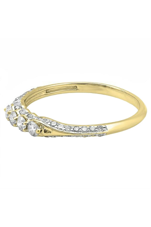 Collection 0.50 Carat (ctw) 14K Round Diamond Ladies Wedding Band Stackable Ring, Yellow Gold, Size 10