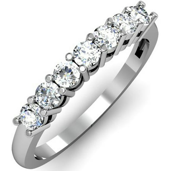 Dazzlingrock Collection 0.50 Carat (ctw) 14K Round White Diamond 7 Stone Bridal Wedding Band 1/2 CT, White Gold, Size 9