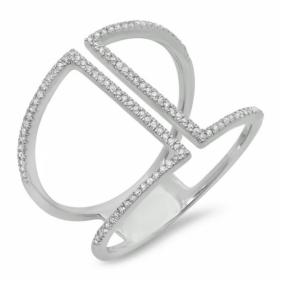 Dazzlingrock Collection 0.50 Carat (ctw) 14K Round White Diamond Ladies Geometric Fashion Ring 1/2 CT, White Gold, Size 4