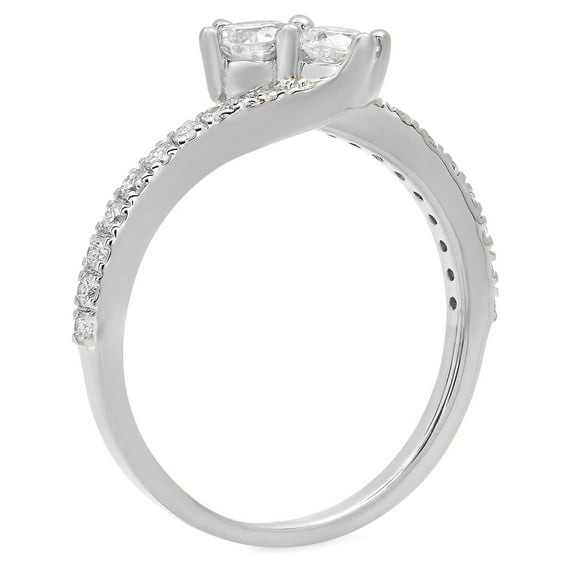 Dazzlingrock Collection 0.50 Carat (ctw) 14K Round White Diamond Two Stone Bridal Engagement Ring 1/2 CT, White Gold, Size 4.5