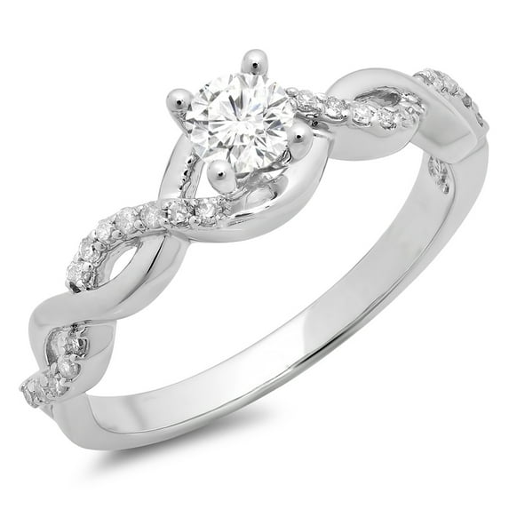 Dazzlingrock Collection 0.50 Carat (ctw) 14K White Diamond Ladies Split Shank Engagement Ring 1/2 CT, White Gold, Size 9.5