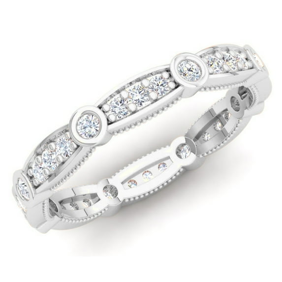 Dazzlingrock Collection 0.50 Carat (ctw) 14K White Diamond Ladies Wedding Eternity Stackable Band 1/2 CT, White Gold, Size 6