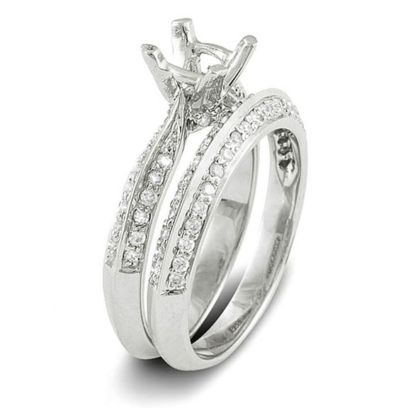 Dazzlingrock Collection 0.50 Carat (ctw) 14K White Diamond Semi Mount Bridal Engagement Ring Set, White Gold, Size 4.5
