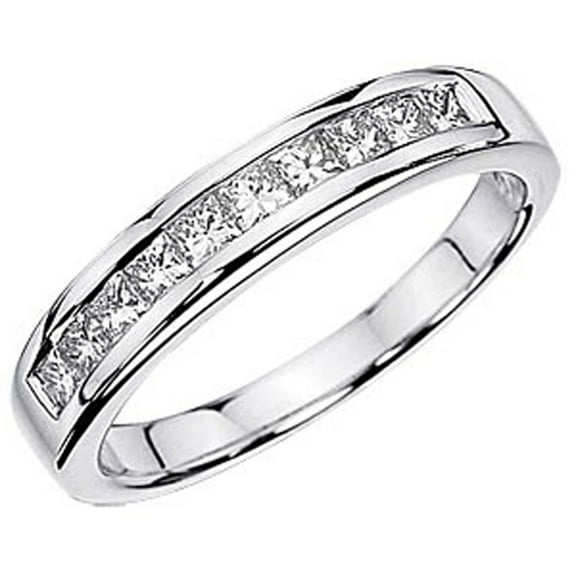 Dazzlingrock Collection 0.50 Carat (ctw) 14K White Diamond Wedding Stackable Ring Band 1/2 CT, White Gold, Size 6.5