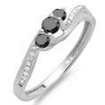 thumbnail image 1 of Dazzlingrock Collection 0.50 Carat (ctw) 14k Round Black And White Diamond 3 Stone Ladies Swirl Bridal Engagement Ring 1/2 CT, White Gold, 1 of 1