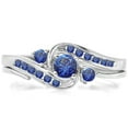 thumbnail image 1 of Dazzlingrock Collection 0.50 Carat (ctw) 14k Round Blue Sapphire Ladies Swirl Bridal Engagement Ring Set, White Gold, Size 7.5, 1 of 1