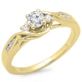 thumbnail image 1 of Dazzlingrock Collection 0.50 Carat (ctw) 14k Round Diamond Crossover Swirl 3 Stone Engagement Ring 1/2 CT, Yellow Gold, Size 6, 1 of 1