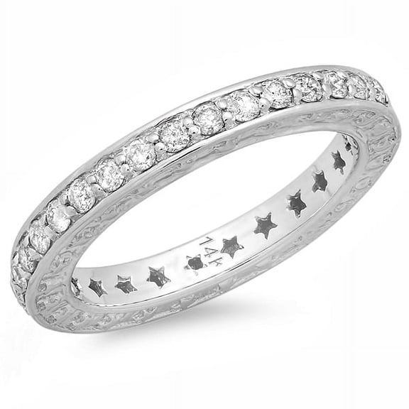 Dazzlingrock Collection 0.50 Carat (ctw) 14k Round Diamond Ladies Anniversary Star Eternity Band Stackable Ring 1/2 CT, White Gold, Size 7