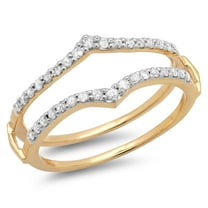 Dazzlingrock Collection 0.50 Carat (ctw) 14k Round Diamond Ladies Anniversary Wedding Band Enhancer Guard Double Ring 1/2 CT, Yellow Gold, Size 7.5