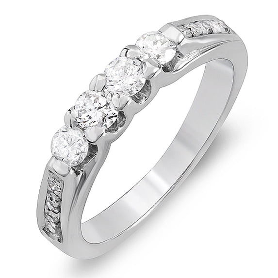 Dazzlingrock Collection 0.50 Carat (ctw) 14k Round Diamond Ladies Anniversary Wedding Band Stackable Ring 1/2 CT, White Gold, Size 9