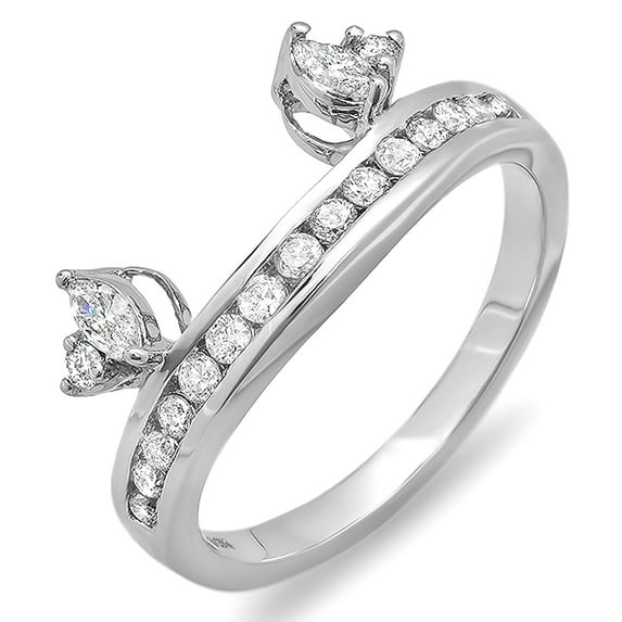 Dazzlingrock Collection 0.50 Carat (ctw) 14k Round Marquise Diamond Ladies Anniversary Wedding Band Enhancer Guard Ring 1/2 CT, White Gold, Size 7.5
