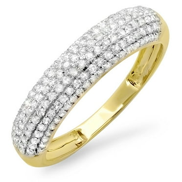 Dazzlingrock Collection 0.50 Carat (ctw) 14k Round White Diamond Ladies Anniversary Wedding Band 1/2 CT, Yellow Gold, Size 7