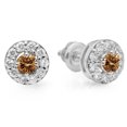 thumbnail image 1 of Dazzlingrock Collection 0.50 Carat (ctw) 18K Round Champagne & White Diamond Ladies Cluster Stud Earrings 1/2 CT, White Gold, 1 of 1
