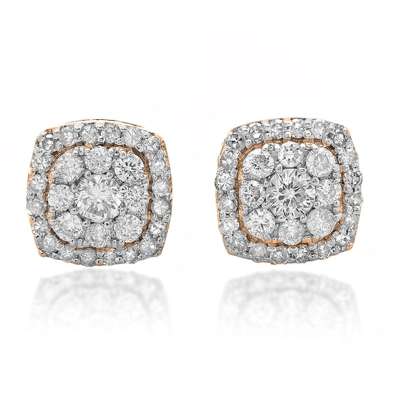 Dazzlingrock Collection 0.50 Carat (ctw) 18K Round White Diamond Ladies Cluster Stud Earrings 1/2 CT, Rose Gold
