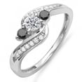 thumbnail image 1 of Dazzlingrock Collection 0.50 Carat (ctw) 18k Round Black And White Diamond Swirl Engagement 3 Stone Ring, White Gold, Size 8.5, 1 of 1