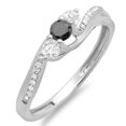 thumbnail image 1 of Dazzlingrock Collection 0.50 Carat (ctw) 18k Round Black & White Diamond 3 Stone Swirl Bridal Ring 1/2 CT, White Gold, Size 8.5, 1 of 1