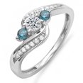 thumbnail image 1 of Dazzlingrock Collection 0.50 Carat (ctw) 18k Round Blue And White Diamond Swirl Engagement 3 Stone Ring, White Gold, Size 8.5, 1 of 1