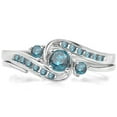 thumbnail image 1 of Dazzlingrock Collection 0.50 Carat (ctw) 18k Round Blue Diamond Swirl Engagement Ring Matching Band Set, White Gold, Size 5, 1 of 1