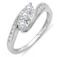 thumbnail image 1 of Dazzlingrock Collection 0.50 Carat (ctw) 18k Round Diamond Swirl Engagement 3 Stone Bridal Ring 1/2 CT, White Gold, Size 5, 1 of 1