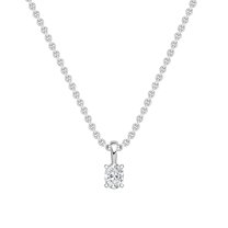 Dazzlingrock Collection 0.50 Cttw Oval Solitaire Lab Grown White Diamond 4 Prong Pendant Necklace with 18 inch Silver Chain for Women in 18K Solid White Gold