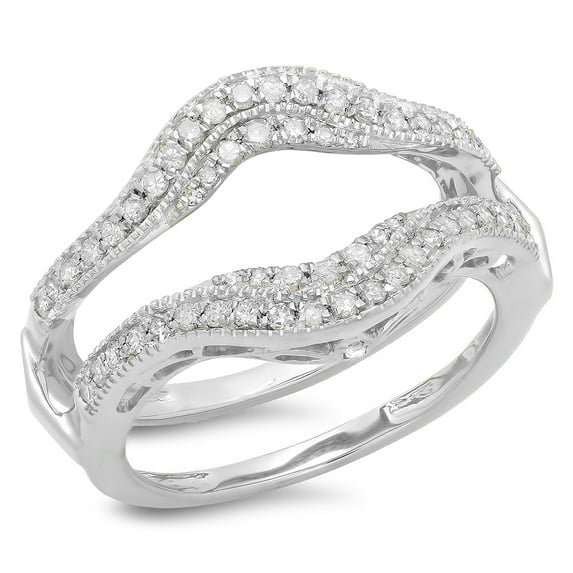 Dazzlingrock Collection 0.52 Carat (ctw) 14K White Diamond Ladies Wedding Enhancer Guard Ring 1/2 CT, White Gold, Size 5.5