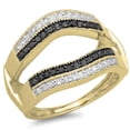thumbnail image 1 of Dazzlingrock Collection 0.55 Carat (ctw) 10K Round Black & White Diamond Ladies Double Row Anniversary Wedding Band Millgrain Guard Double Ring 1/2 CT, Yellow Gold, Size 8, 1 of 1
