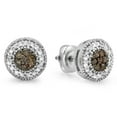 thumbnail image 1 of Dazzlingrock Collection 0.55 Carat (ctw) 10K Round Cut White & Champagne Diamond Ladies Cluster Stud Earrings 1/2 CT, White Gold, 1 of 1