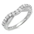 thumbnail image 1 of Dazzlingrock Collection 0.55 Carat (ctw) 10K Round Diamond Ladies Wedding Guard Contour Band 1/2 CT, White Gold, Size 5, 1 of 1