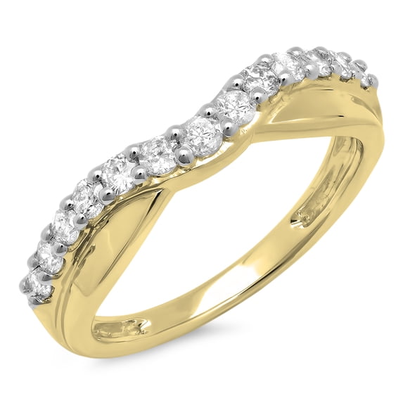Dazzlingrock Collection 0.55 Carat (ctw) 10K Round Diamond Ladies Wedding Guard Contour Band 1/2 CT, Yellow Gold, Size 6