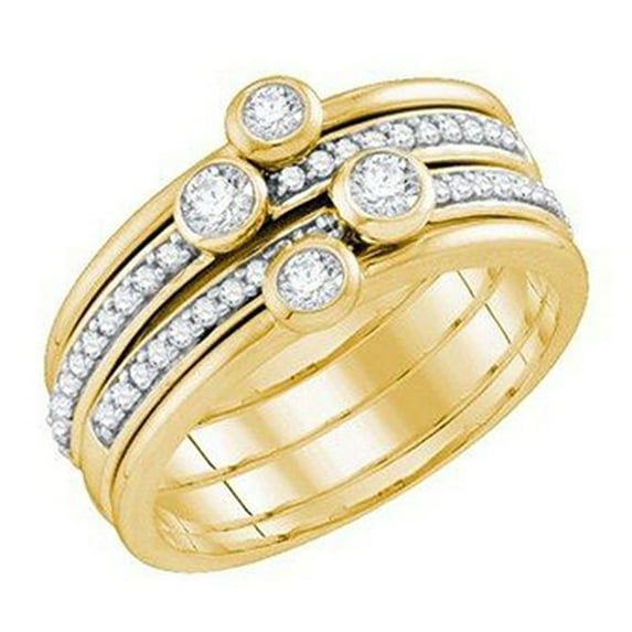 Dazzlingrock Collection 0.55 Carat (ctw) 10K Round White Diamond Ladies Fashion Right Hand Ring 1/2 CT, Yellow Gold, Size 9.5