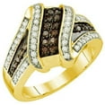 thumbnail image 1 of Dazzlingrock Collection 0.55 Carat (ctw) 10k Round White & Cognac Diamond Ladies Fashion Right Hand Band 1/2 CT, Yellow Gold, 1 of 1