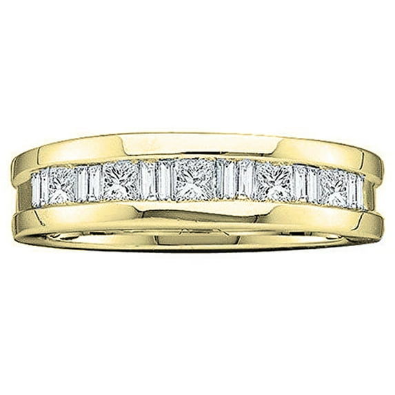 Dazzlingrock Collection 0.55 Carat (ctw) 14K Baguette & Princess Cut Diamond Men's Wedding Band 1/2 CT, Yellow Gold, Size 9.5